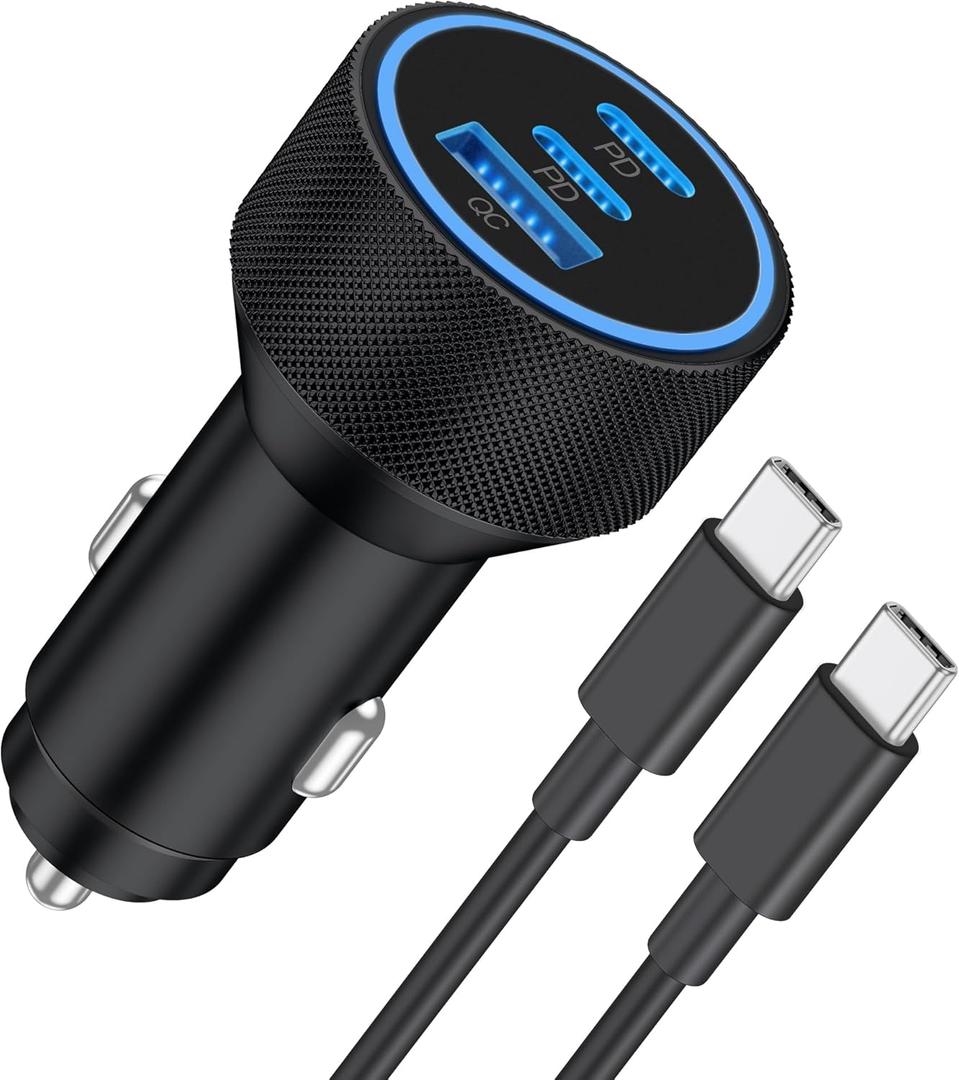 For iPhone 17/16/15 Pro Max Car Charger, 67W 3-Port Fast USB C Car Charger Power Cigarette Lighter Adapter with 3FT USB C to C Cable for iPhone 17/17 Pro/Air/17e/16/15 Pro Max/Plus/16e, iPad