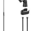 Pyle Square Base Microphone Stand with Mic Clip - Heavy Duty, Height Adjustable, 36.2" to 63.38'', Solid Die-Cast Base, Studio & Concert Use, Universal 5/8'' Adapter, Cable Clip Included