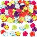 Hotop 200 Pcs Artificial Hibiscus Flowers for Luau Party Decoration, 6 Colors Tropical Artificial Flowers Hawaiian Flowers Decorations for DIY Crafts, Party Tables Centerpieces