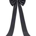 Large Satin Bow for Backdrop, Giant Bow Ribbon Tie for Themed Room Wall Decor Ornaments Door Wedding Engagement Bachelorette Shower Bridal Christmas Tree Decoration (Black, 15x59 Inches)
