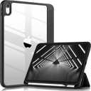 Wenlaty Compatible with iPad (A16) 11th Generation Case 11 Inch 2025, for iPad 10th Generation Case 10.9 Inch 2022 with Pencil Holder, Trifold Stand Protective Clear Back Shell, Auto Wake/Sleep, Black