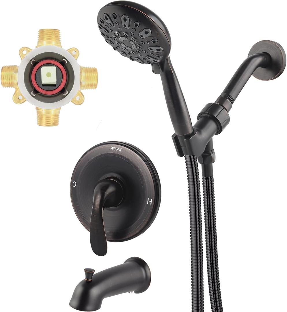 WRISIN Oil Rubbed Bronze Tub Shower Faucet Set