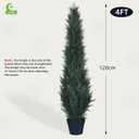 HAIHONG 4FT Artificial Cedar Topiary Trees,Faux Cedar Tree Potted Plant in Nursery Planter,Fake Plant Fake Shrubs for Outdoor Indoor Front Porch Garden Decor(Set of 2)