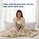 SLEEP ZONE Throw Blanket for Couch - Chunky Knit Hollow Blanket, Throw Blankets for Bed, Handmade Long Plush Cat Yarn, Soft Fluffy Knit Blankets Home Decor (Beige, 50x60in)