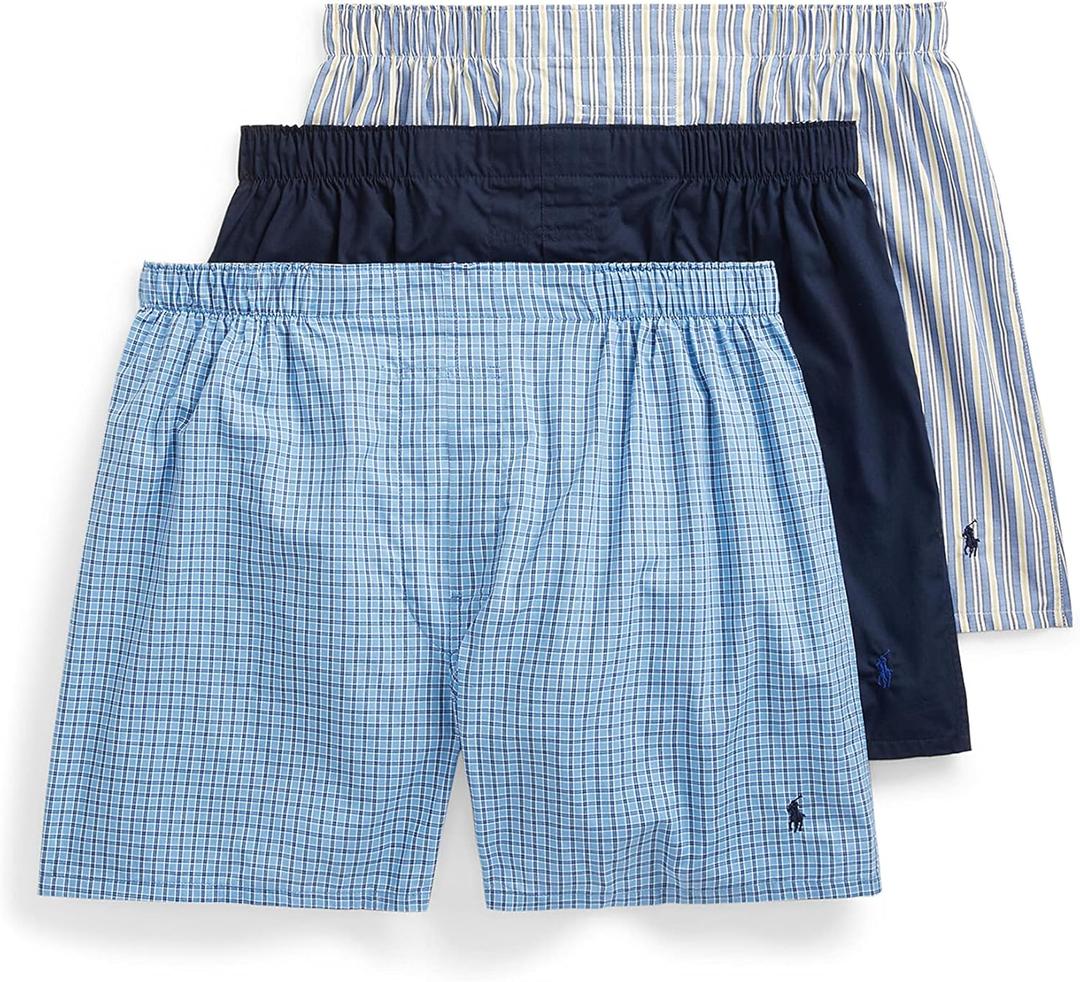 POLO RALPH LAUREN Men's Classic Fit Cotton Woven Boxers 3-Pack