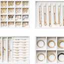 Velvet Jewelry Drawer Organizer Trays White Stackable Jewelry Storage Inserts Set, 4-Layer Jewelry Tray Set for Earrings, Rings, Necklaces, Bracelets with Removable Dividers for Dresser & Vanity