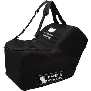 J.L. Childress Padded Infant Car Seat Bag with Wheels - Travel Bag for Airplane, Fits Most Baby & Infant Car Seats, Compatible with UPPAbaby, Nuna, & Chicco, AirTag Compatible - Premier, Black
