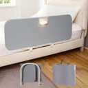Travel Bed Rails for Toddlers with Motion Sensor Light, Foldable Toddler Bed Rail 48" Extra Long Safety Guard, Deep U-Shaped Base (No Straps Needed) for Twin, Full, Queen & King Mattresses
