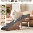 Dog Ramp for Couch and Bed, 17" H Stairs for Small to Medium Dogs and Cats Foldable Steps for Pets to Get on High Bed, Non-Slip Sturdy Ottoman Ramp with Storage Drawer, Brown