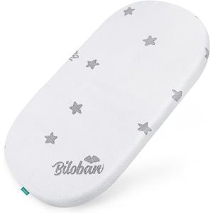 Bassinet Mattress Pad 15"x 30", Oval Shaped with Removal Zippered Cover, Waterproof Breathable Soft Foam