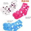 3 Pairs Moisturizing Socks Overnight, Love Heart Aloe Socks, Moisturizer Sock for Dry Cracked Feet, Cozy Gel Spa Sock for Women(Rose Red, Purple and Light Blue), One Size