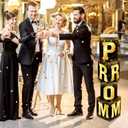 Jetec Prom Column Boxes 2026 Prom Sign Decorations Standup Photo Booth Backdrop Cardstock Boxes Night Decor with Letters Card Stock for Graduation Party, 12 x 45 in (Gold/Black)