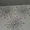 DXYAKY Set of 3 Silver Metal Starburst Wall Art Decor, Rhinestone Crystal Home Decor Accents, 11.8 Inch Decorative Wall Hanging Diamond, Jeweled Sparkle Wall Sculptures for Living Room Bedroom