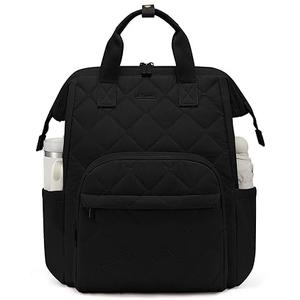 LOVEVOOK Laptop Backpack for Women, Puffer Quilted Computer Bag for Travel Work Business, Casual Daypack for Teacher Nurse, Black