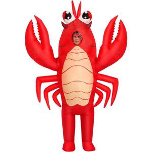 KOOY Inflatable Lobster Costume Adult, Inflatable Costume For Adult, Blow Up Crawfish Costumes Women/Men for Funny Party, Lobster Dress, Onesie For Mardi Gras/Halloween, One Size