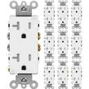 BESTTEN 20 Amp Decorator Wall Receptacle Outlet, Tamper-Resistant, 20A/125V/2500W, Residential & Commercial Use, UL Listed, 10 Pack, White (Wallplate Not Included)