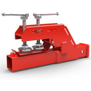 Upgraded Red Clamp on Tractor Bucket Hitch Receiver, 2" Receiver Adapter with Non-Slip Twin Round Pads, Clamp-on Trailer Hitch for Tractor Buckets, Heavy-Duty Bucket Trailer Attachment