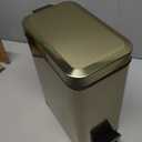 mDesign Small Modern 1.3 Gallon Rectangle Metal Lidded Step Trash Can, Compact Garbage Bin with Removable Liner Bucket and Handle for Bathroom, Kitchen, Craft Room, Office, Garage - Soft Brass