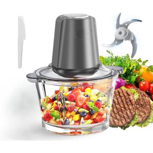 Meat Chopper, Chopper Electric with Meat Grinder & Vegetable Chopper, Kitchen in the Box 500W Electric Garlic Mincer, Mini Food Processor for Baby Food, Meat, Onion, Vegetables 2 Speed, 4 Sharp Blades (Black)