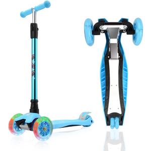 3 Wheel Scooter for Kids Ages 6-12,Kids Scooter with Light Up Wheels, Sturdy Deck Design, and 4 Height Adjustable Suitable for Kid Ages 3-12