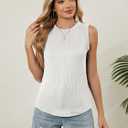 Womens Loose Fit Casual Flowy Tank Tops Crew Neck Trendy Textured Sleeveless Summer Tops Clothes Outfits 2026 (XL)