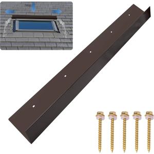 1 pcs Rain Diverter for Roof, 3.2ft Roof Rain Diverter, Rain Gutter Diverter for Shingles Roofing, Roof Chimneys, Doorways, Windows and Roof Vents (Brown)