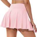 MAGCOMSEN Women's Tennis Skirt Pleated Golf Skirts with Pockets Shorts High Waisted Athletic Skorts Pickleball Workout (Medium, Light Pink)