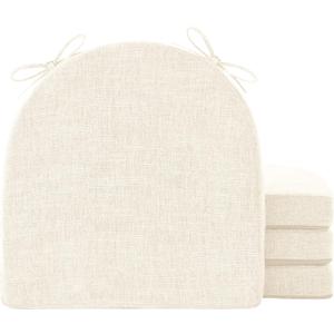 IPYNBAP Chair Cushions for Dining Chairs with Ties and Removable Cover, Dining Kitchen Chair Pads with Non-Slip Bottom, High-Resilience Indoor Seat Cushions, 16'' x 16'' x 2'', Set of 4, Beige