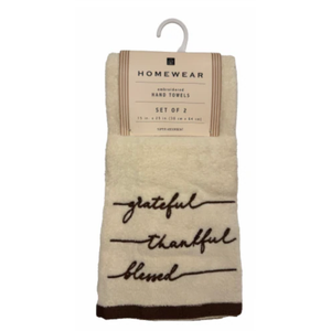 Homewear Embroidered Hand Towels - Grateful Thankful Blessed 15"x25"