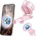 for MagSafe Magnetic Car Phone Holder [2025 Upgraded Strongest Magnet] Car Mount Suction Cell Stand for Dashboard Windshield Vent Compatible with iPhone 16/15/14/13/12/11 Android etc-Pink