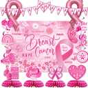 Breast Cancer Awareness Party Decorations,Include Banner,Hanging Swirls,Background and Honeycomb Centerpieces for Breast Cancer Public Charity Activity Party Decorations Supplise.