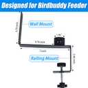 Wall Mount Railing Mount for Bird Buddy Smart Feeder, Versatile Metal Clamp-on Bird Feeder Bracket for Wall Fence Balcony, Durable Heavy Duty Weather-Proof Outdoor Feeders Accessory