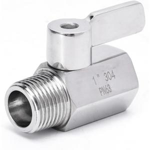 1" Mini Ball Valve Shut Off Valve with Handle, 304 Stainless Steel Ball Valve NPT Femal Male Thread Valve(Pack of 1) ale NPT Thread Valve(Pack of 1) (1Inch)
