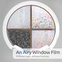 rabbitgoo Window Privacy Film Rainbow Film Decorative Window Sticker, 3D Static Stained Glass Cling Tint for Home Heat Control Non-Adhesive, 17.5 x 78.7 inches (Clear)