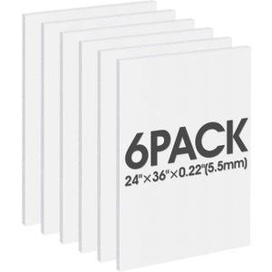 Foam Board 24"x36", Foam Core Board for Projects, Black Poster Board for Painting, Displaying (6 Pack White)