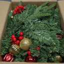 Christmas Garland with Lights, 9FT Prelit Christmas Garland Battery Operated Christmas Wreath with Pine Cones, Red Berries, Artificial Xmas Garland for Mantle, Fireplace, Stairs, Outdoor Decorations