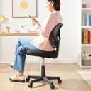 Amazon Basics Low Back Office Chair, Breathable Mesh, Height Adjustable, Padded Seat, Rolling Wheels, Swivel, Back Support, Sturdy, 21.25" D x 22.5" W x 38" H, Black