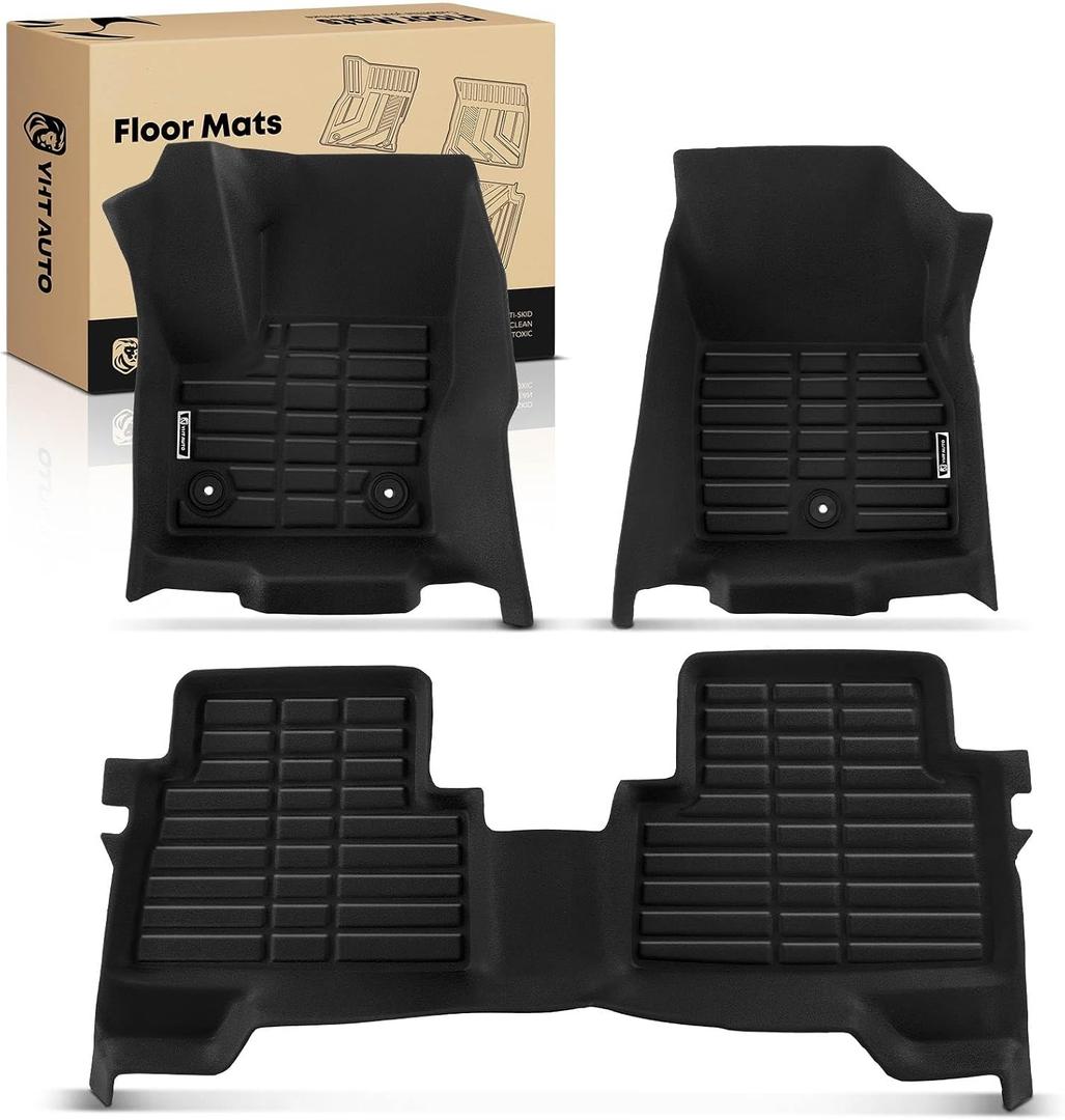 YHTAUTO Floor Mats Fit 2013-2016 Ford Escape, TPE Floor Liners All-Weather Protection Custom Fit, 1st & 2nd Row, Set of 3 Black