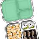 Stainless Steel Bento Box for Kids 1000ml - 3 Compartment Lunch Box for Adults, Leakproof Food Container, BPA-Free Metal Lunch Box with Silicone Seal, Eco-Friendly/Dishwasher Safe (Green)