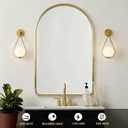 Mid-Century Modern Wall Sconces Set of 2, Gold Wall Sconce with Milky White Glass Globe Shade, Brushed Brass Globe Wall Light for Bathroom Bedroom Hallway