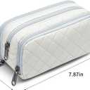 3 x Della Gao Large Pencil Case, Big Capacity Pencil Pouch with 3 Compartments, Office Pencil Bag with Zipper, Big Pen Case for Adults (Beige-03RH)