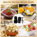200 Pcs Mini Appetizer Plates, Disposable Dessert Plates with 50 Spoons & 50 Forks, Plastic Serving Bowls, Black Snacks Appetizer Trays for Party, 4 Shapes