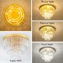 17" Flush Mount Crystal Chandelier 4-Lights Gold Crystal Ceiling Light 3-Tier Luxury K9 Dining Room Light Semi-Flush Ceiling Light for Bedroom Living Room Entryway Kitchen Island Hallway