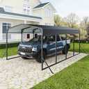 KEIKI 12x20FT Metal Carport, Heavy Duty Carport with Reinforced Support Base, Metal Car Garage for All Weather, Sturdy Canopy Shelter for Car, Truck, Pickup, SUV, Tractor, and Boat