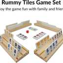Rummy Cube 4 Player Edition with 4 Wooden Racks, Rummy Cube Game with Case 4 Players with Portable Case 106 Tiles Rummy Cube Travel Game Set for Family Adults Kids