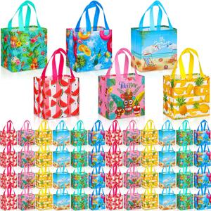 Chapou 120 Pcs Summer Gift Bags Hawaii Aloha Pool Party Favor Fruit Treat Tropical Beach Pineapple Watermelon Non Woven Bags with Handles for Party Supplies