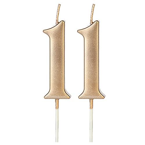 Champagne Gold 11th & 1st Number Birthday Candles for Cake Topper, Number 11 1 First Glitter Premium Candle Party Anniversary Celebration Decoration for Kids Women or Men