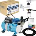 Master Airbrush Cool Runner II Dual Fan Airbrushing System Kit - Air Brush Kit with Air Compressor & 3 Airbrushes, 0.3 mm Gravity & 0.35, 0.8 mm Siphon Feed, Holder & Learning Guide Manual