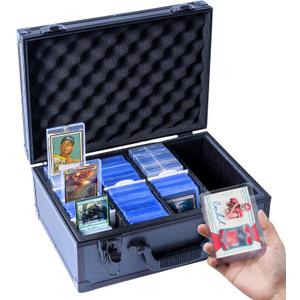 Premium Top loader Storage Box With Card Dividers For 3 X 4 Rigid Cards Holds 530+ 35pt Top loaders Trading Card Storage Box Suitable For TCG And Magnetic Card Holders, Black, K00SBa3