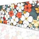 Boho Abstract Floral Desk Mat with Stitched Edges, Extended Gaming Mouse Pad with Non-Slip Waterproof Base for Office & Home Desk (27.5X11.8 in) (Blho Abstact Flower)